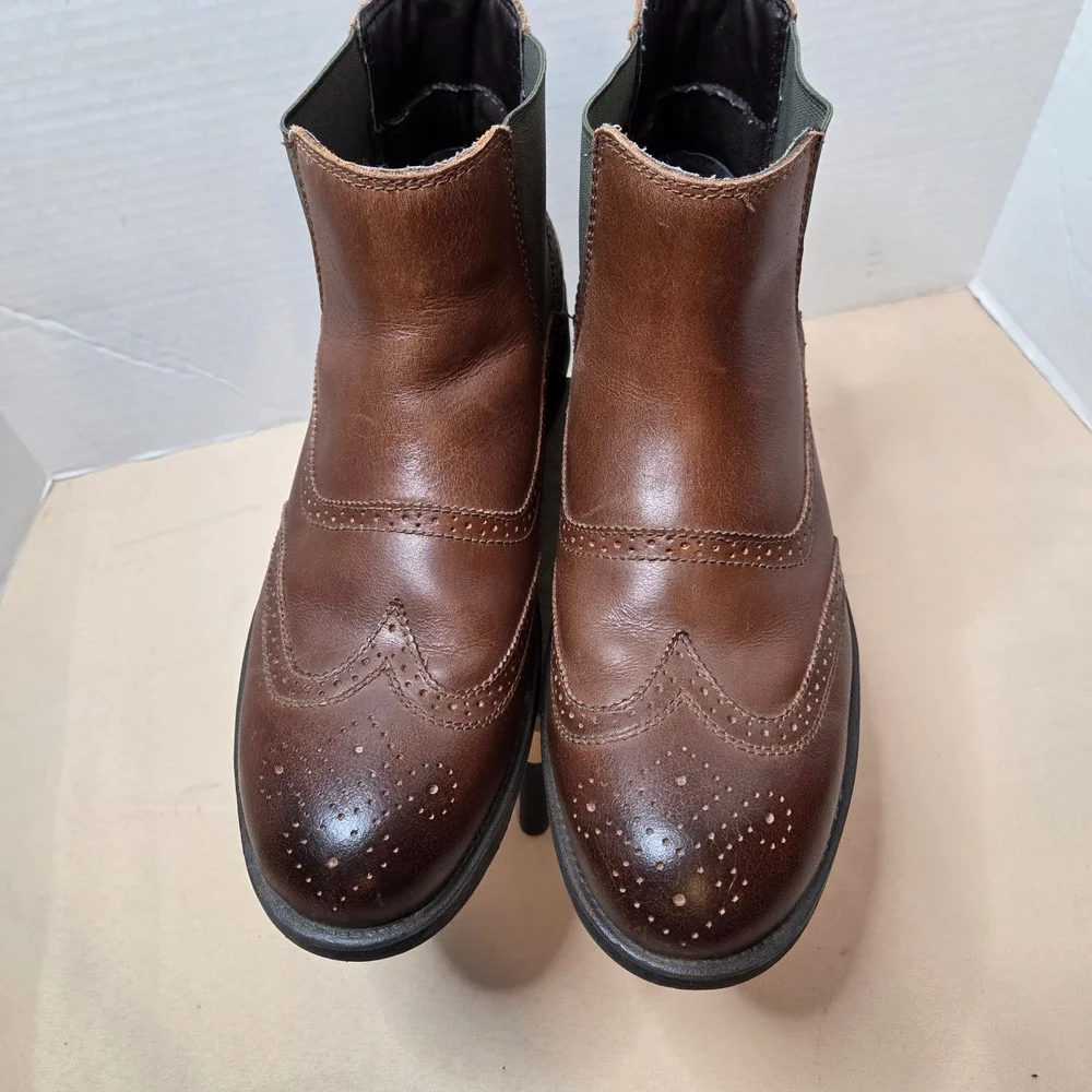 GH Bass Johnson Mens Brown Leather Wingtip Chelsea Boots 2282-200 Size 11M